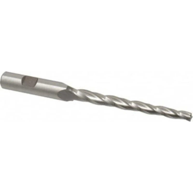 Made in USA 1 per Side 1/4 Small End Diam 3-1/4 LOC 3-Flute High Speed Steel Tapered Square End Mill Uncoated, 1/2 Sh...